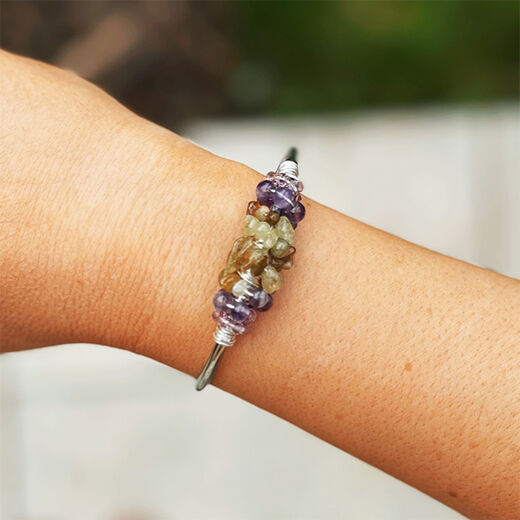 Green cluster silver cuff bracelet by Black & Sigi