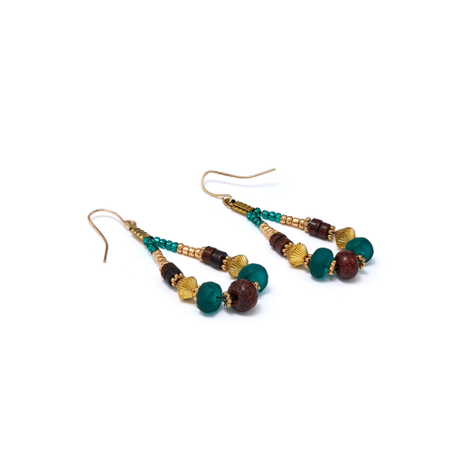 Green bead hook earrings