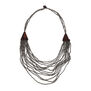 Coffee wood metallic beaded necklace
