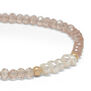 A close up of the pearls and faceted beads. 