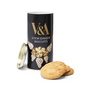 V&A ginger flavoured biscuits in metal tin featuring vine necklace design