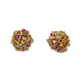 Pink cluster gold clip on earrings by Black & Sigi