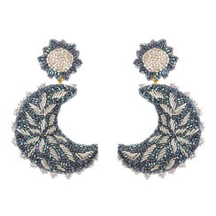 Moon beadwork earrings by Olivia Dar