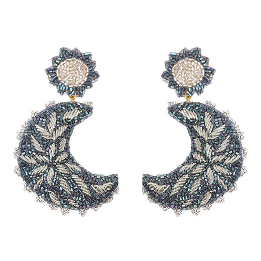 Moon beadwork earrings by Olivia Dar