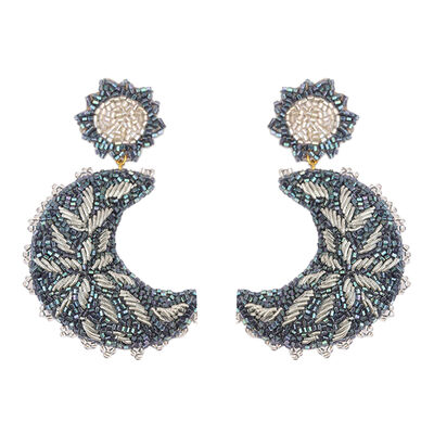 Moon beadwork earrings by Olivia Dar