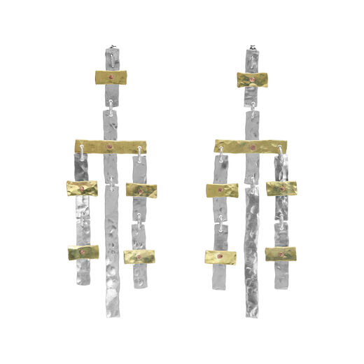 Mixed metal statement earrings by Kate Trouw