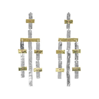 Mixed metal statement earrings by Kate Trouw
