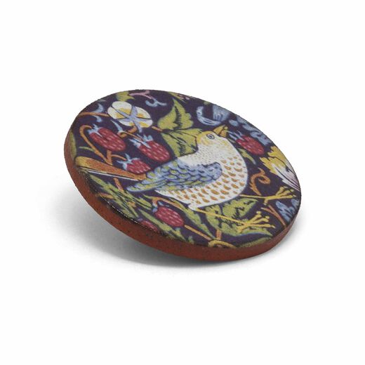 Strawberry thief ceramic brooch