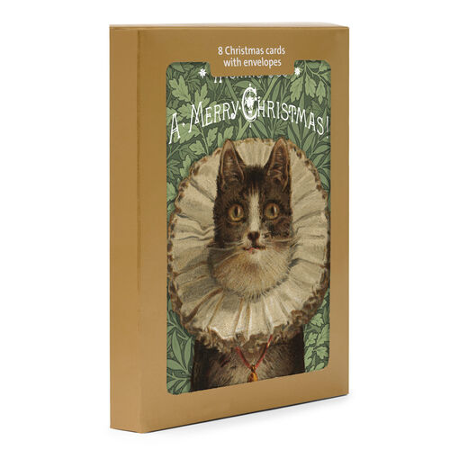Victorian cat in a ruff Christmas cards (pack of 8)