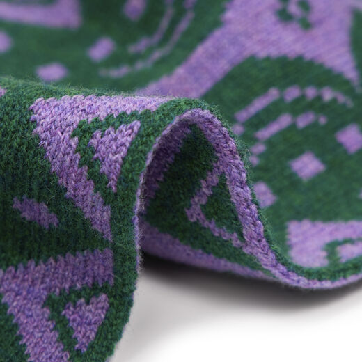 Purple and green wool scarf