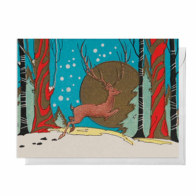 Reindeer in the Snow Christmas cards (pack of 8)