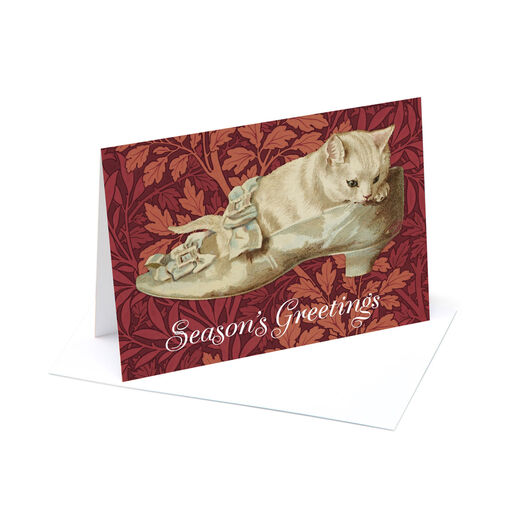 Victorian kitten in a shoe Christmas cards (pack of 8)