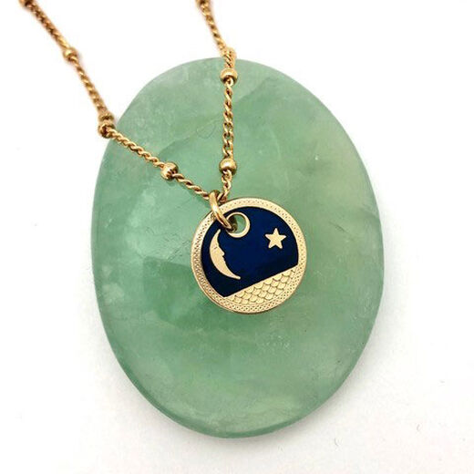 Moon and star enamel pendant necklace by Mirabelle