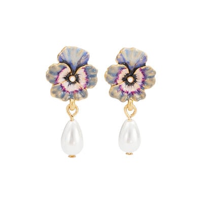 Pansy drop stud earrings by Fable England