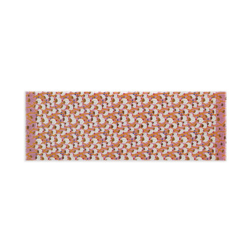 Orange and white floral cotton scarf