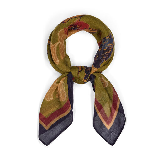Olive green square wool scarf