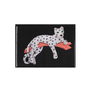 A black rectangular magnet featuring an iconic Cartier design of a diamond panther lounging on a branch