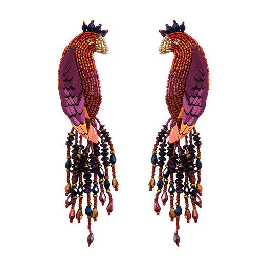 Peacock beadwork earrings by Olivia Dar