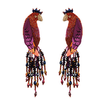 Peacock beadwork earrings by Olivia Dar