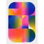 Risograph print featuring colourful geometric shapes.