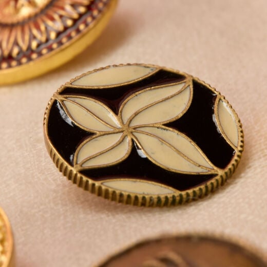 Black and white enamel coat button