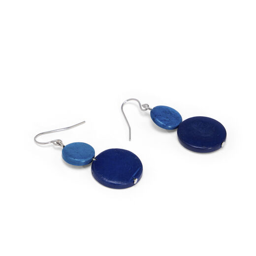 Blue coconut shell hook earrings