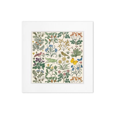 Design for a textile by C. F. A. Voysey - 8 x 8" mounted print