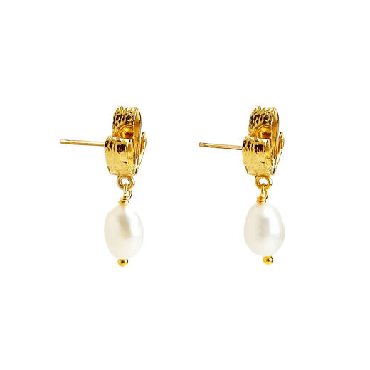 Regency petal lace pearl earrings by Emma Calvert