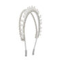 A metallic headband imitating a tiara, featuring two rows of glass beads.