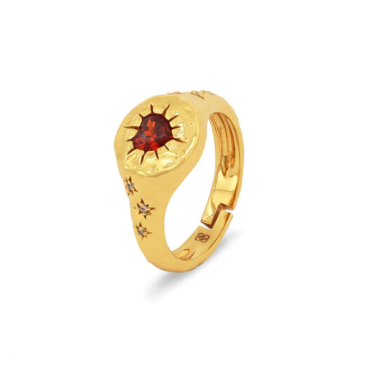 Red garnet heart fingertip ring by Ottoman Hands