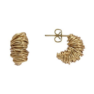 Gold wire mini stud earrings by Black & Sigi