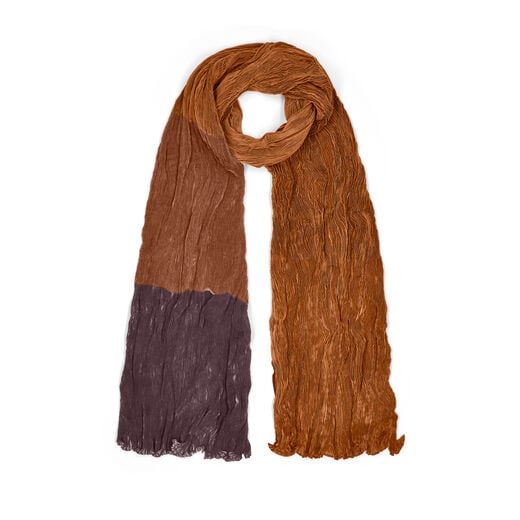 Orange and blue shibori silk scarf