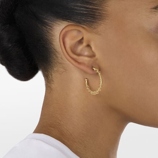 Gold wire wrapped Aurora hoop earrings by Black & Sigi