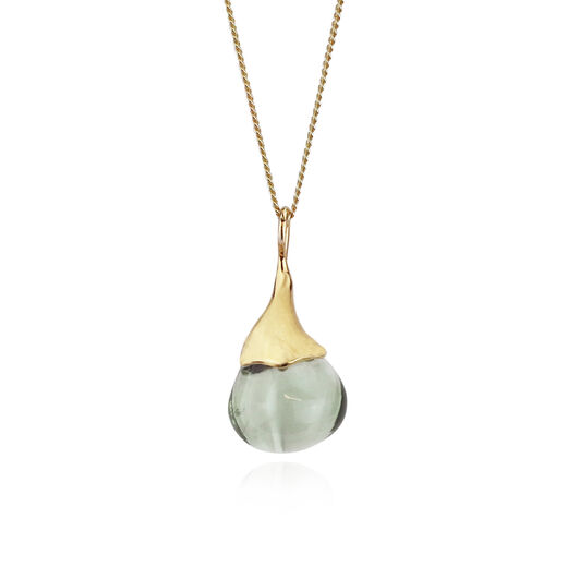 Green amethyst acorn necklace by Mounir