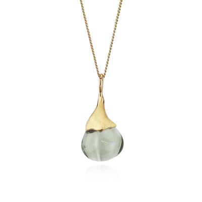 Green amethyst acorn necklace by Mounir