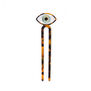 Cellulose hair pin topped by a blue eye 