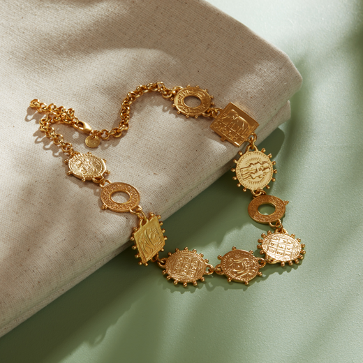 Zodiac coin choker necklace by The Olio Stories