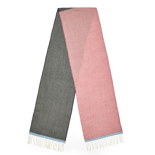Pink and charcoal wool scarf