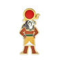 Enamel pin badge featuring a cartoonish illustration of the Egyptian god of the sun Ra.