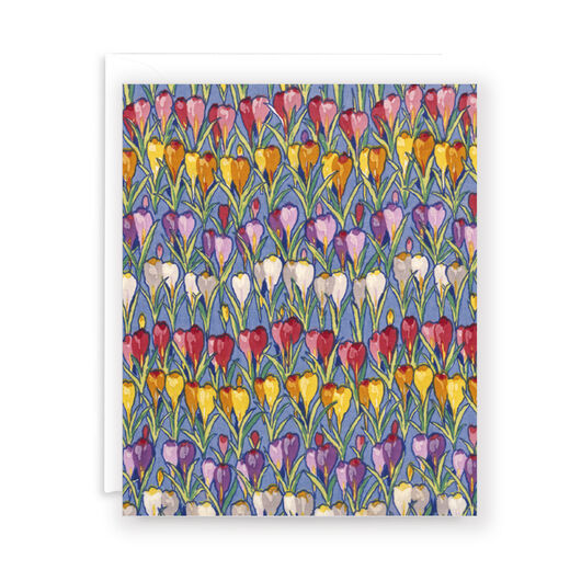 Rows of crocuses greeting card
