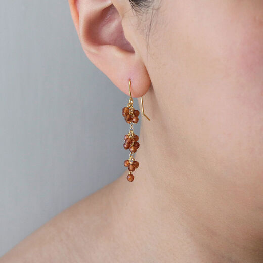 Orange garnet grape hook earrings by Mounir