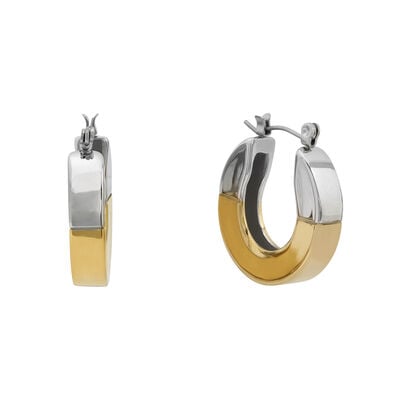Mixed metal huggie earrings