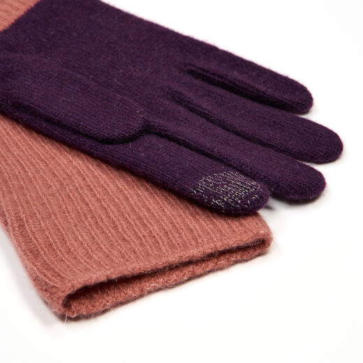 Purple and pink long wool gloves