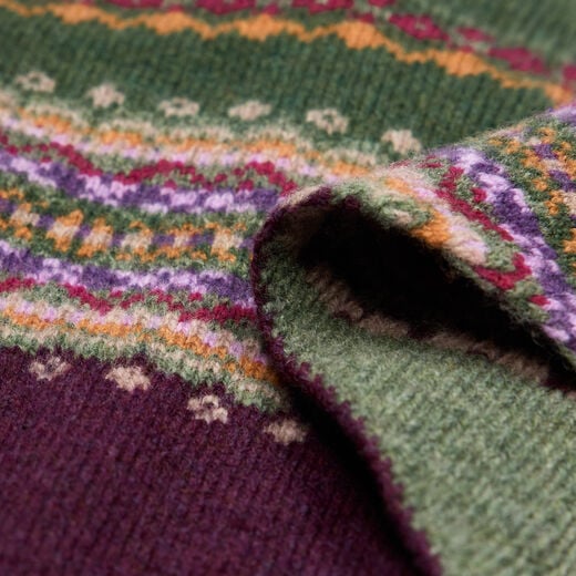 Green and purple wool neckerchief