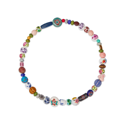 Multicoloured ceramic bead necklace