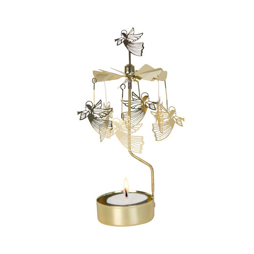 golden metal tealight spinner with angels