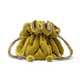 Travel jewellery pouch with drawstring in chartreuse colour 