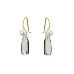 Green amethyst drop earrings by Mounir