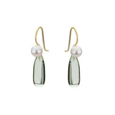 Green amethyst drop earrings by Mounir