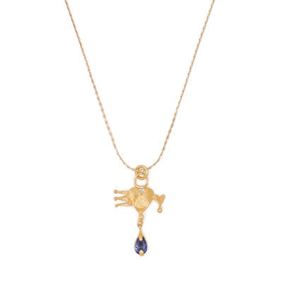Blue cubic zirconia heart necklace by Ruby Jack